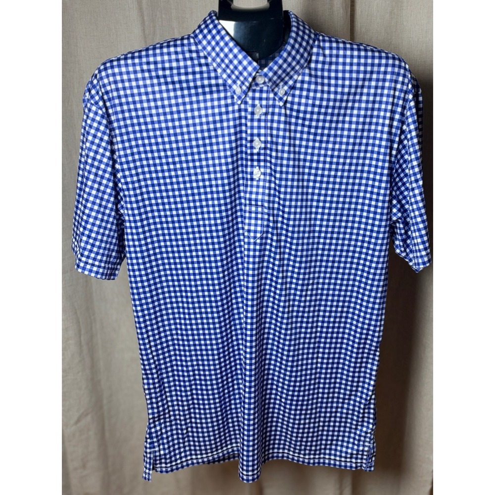 Collars & Co Oxford Polo Men's Large Blue Gingham Button Down Collar Preppy NWOT
